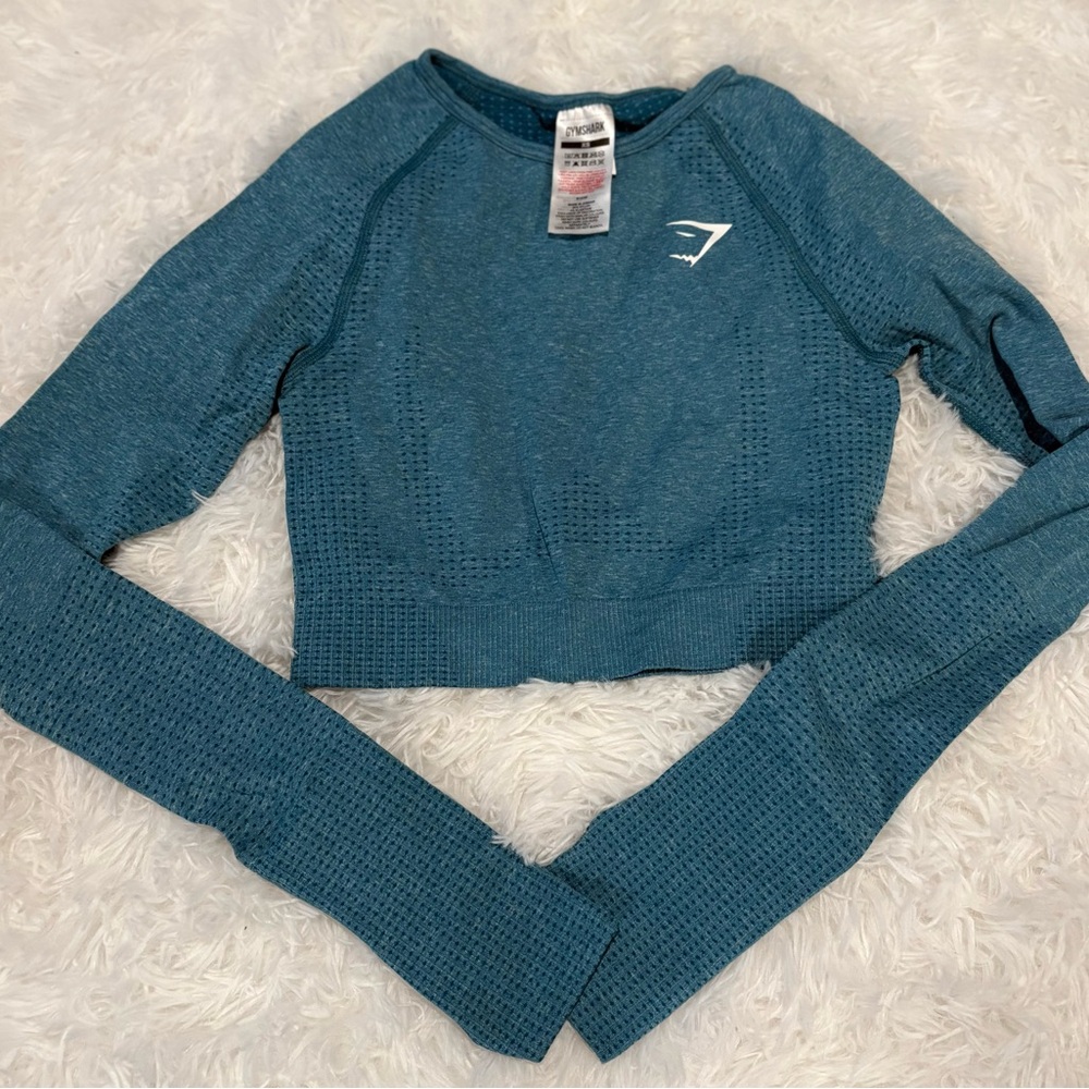 Gymshark Women's Blue Long Sleeve Crop Top